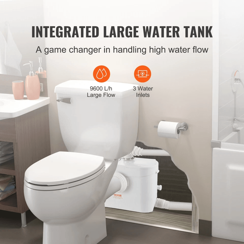 VEVOR 700W Macerator Disposal Pump  Basement Sewage Solution With 3 Water Inlets  Dual Outlets 4
