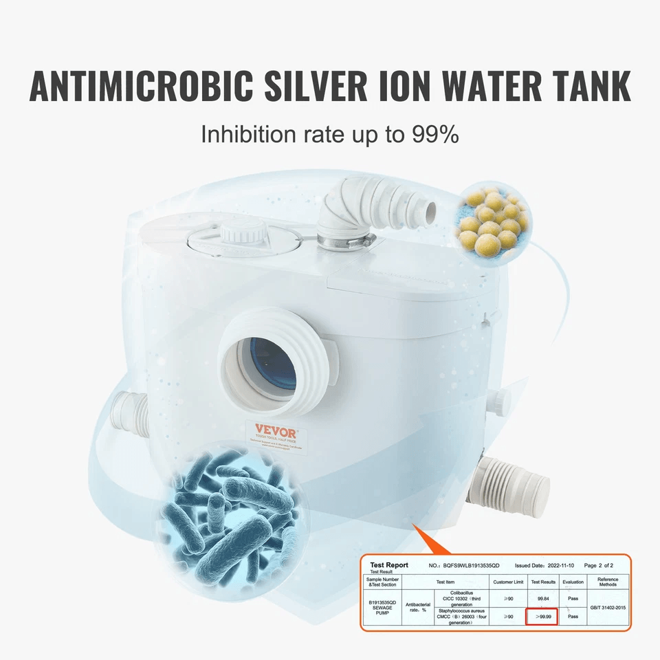VEVOR 700W Macerator Disposal Pump  Basement Sewage Solution With 3 Water Inlets  Dual Outlets 5