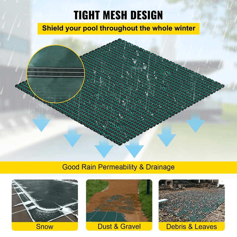 Safety Pool Cover 18x32FT  Rectangular InGround Mesh Winter Cover With Brass Anchors  Stainless Ste 5