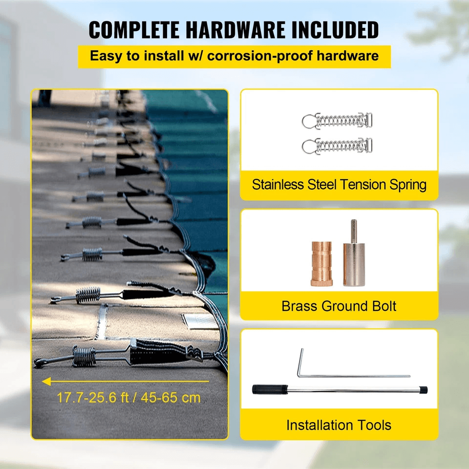 Safety Pool Cover 18x32FT  Rectangular InGround Mesh Winter Cover With Brass Anchors  Stainless Ste 6