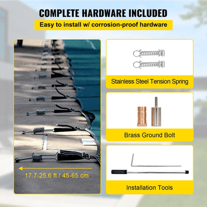 Safety Pool Cover 18x32FT  Rectangular InGround Mesh Winter Cover With Brass Anchors  Stainless Ste 6