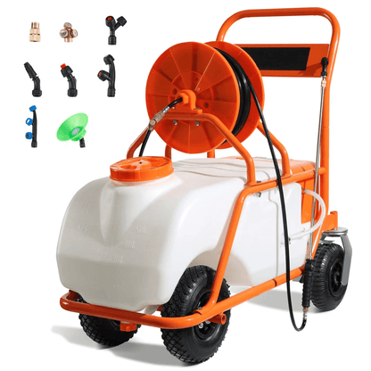 Battery Powered Lawn Sprayer Cart, Wheeled Garden Sprayer with Adjustable Pressure