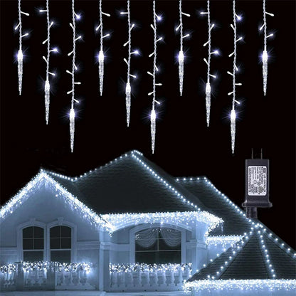 Outdoor LED Icicle Curtain String Lights 5M Drooping Christmas Garland for Garden Street and Wedd