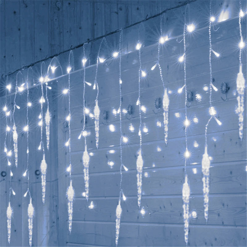 Outdoor LED Icicle Curtain String Lights 5M Drooping Christmas Garland for Garden Street and Wedd