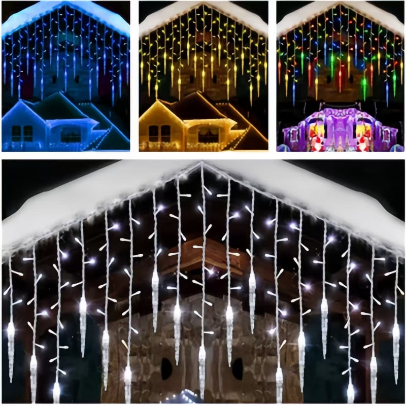 Outdoor LED Icicle Curtain String Lights 5M Drooping Christmas Garland for Garden Street and Wedd