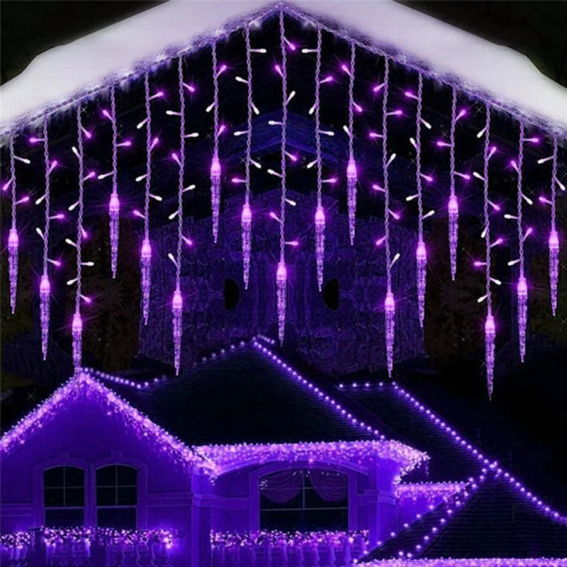 Outdoor LED Icicle Curtain String Lights 5M Drooping Christmas Garland for Garden Street and Wedd