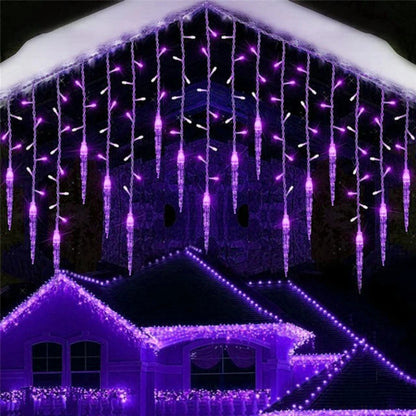 Outdoor LED Icicle Curtain String Lights 5M Drooping Christmas Garland for Garden Street and Wedd