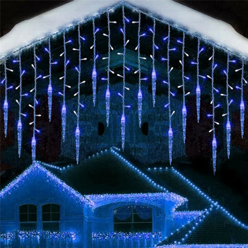 Outdoor LED Icicle Curtain String Lights 5M Drooping Christmas Garland for Garden Street and Wedd