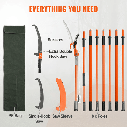 Manual Pole Saw Extendable Tree Pruner 7327 Ft  Fiberglass Pole Scissors For High Branch Trimming 5