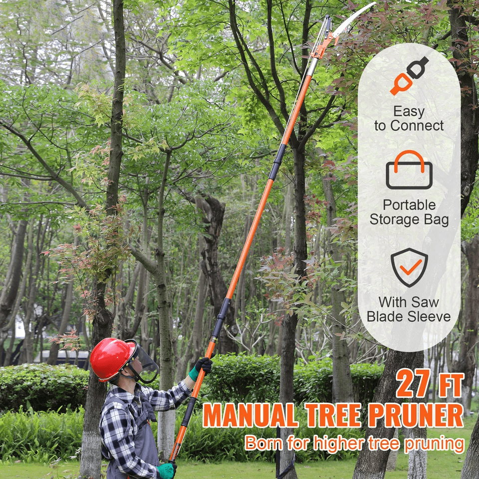 Manual Pole Saw Extendable Tree Pruner 7327 Ft  Fiberglass Pole Scissors For High Branch Trimming 2