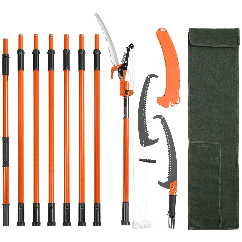 Manual Pole Saw Extendable Tree Pruner 7.3–27 ft | Fiberglass Pole Scissors for High Branch Trimming