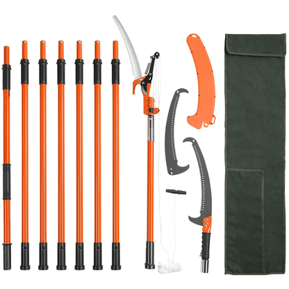 Manual Pole Saw Extendable Tree Pruner 7.3–27 ft | Fiberglass Pole Scissors for High Branch Trimming