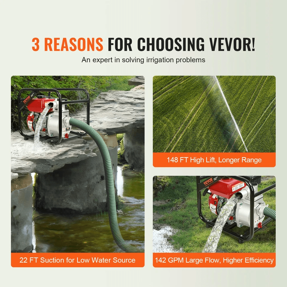 HeavyDuty Gas Powered Water Transfer Pump Stroke Engine For Trash Flood And Agricultural Irrigation 2