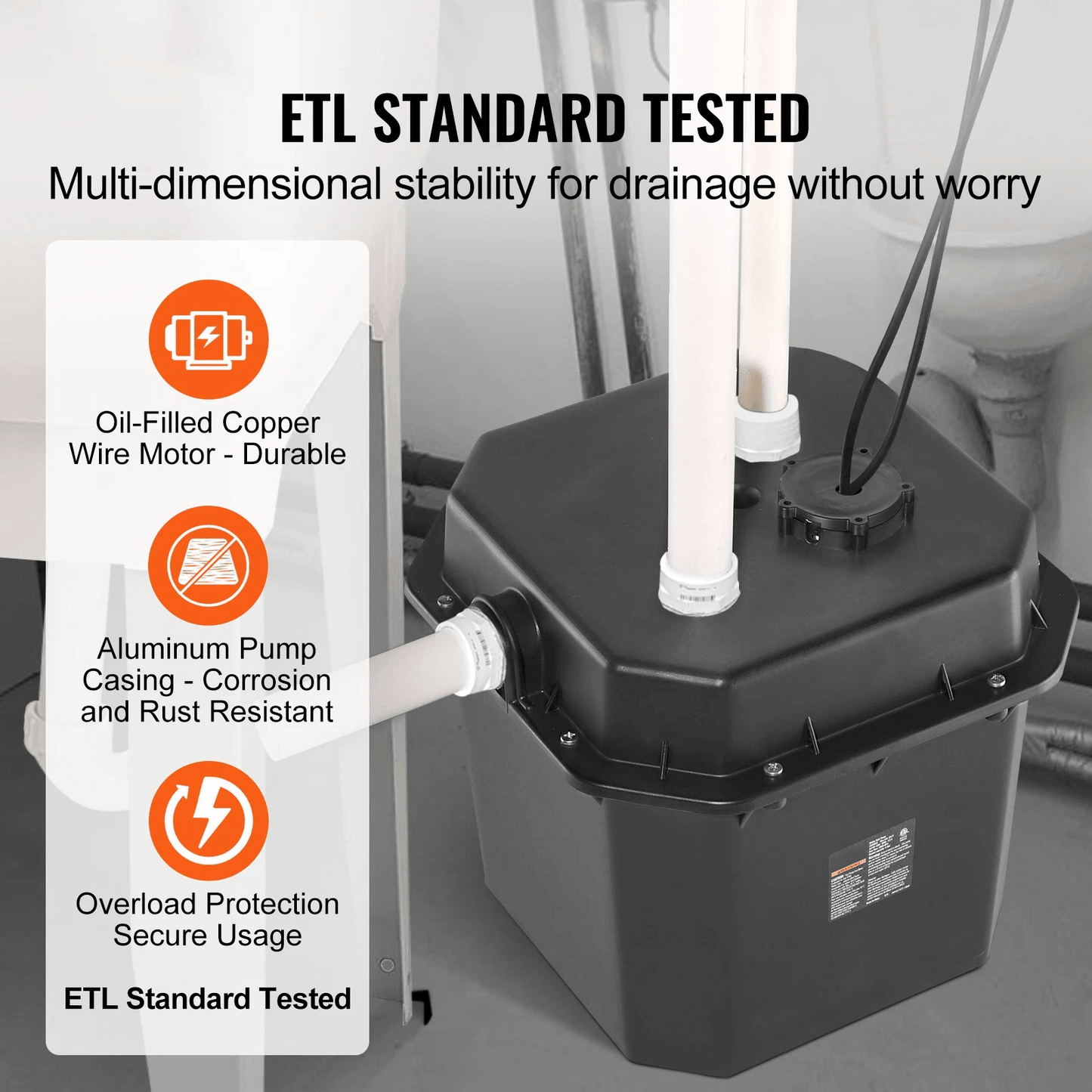 HeavyDuty Utility Sink Pump Laundry Sink Drain Pump System With High Head Automatic Submersible Pum 4