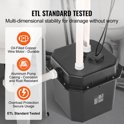 HeavyDuty Utility Sink Pump Laundry Sink Drain Pump System With High Head Automatic Submersible Pum 4