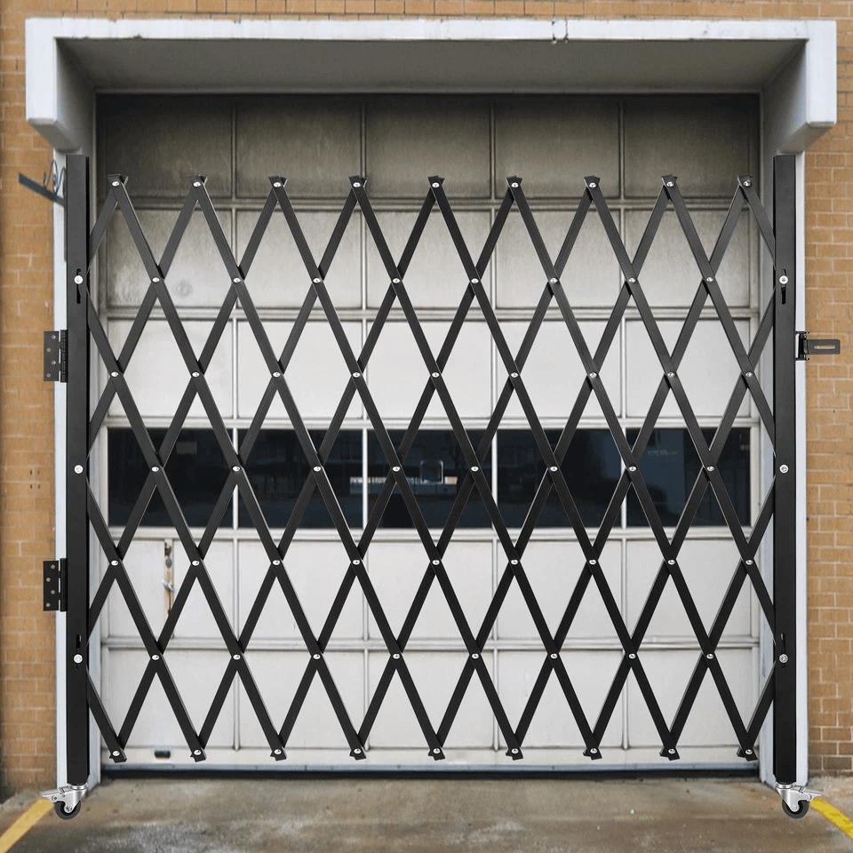 Fold Gate Single Folding Security Gate, Retractable Heavy-Duty Folding Door Gate with Lock & Casters for Commercial