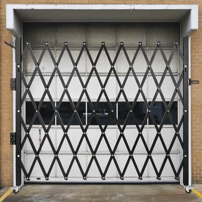 Fold Gate Single Folding Security Gate, Retractable Heavy-Duty Folding Door Gate with Lock & Casters for Commercial