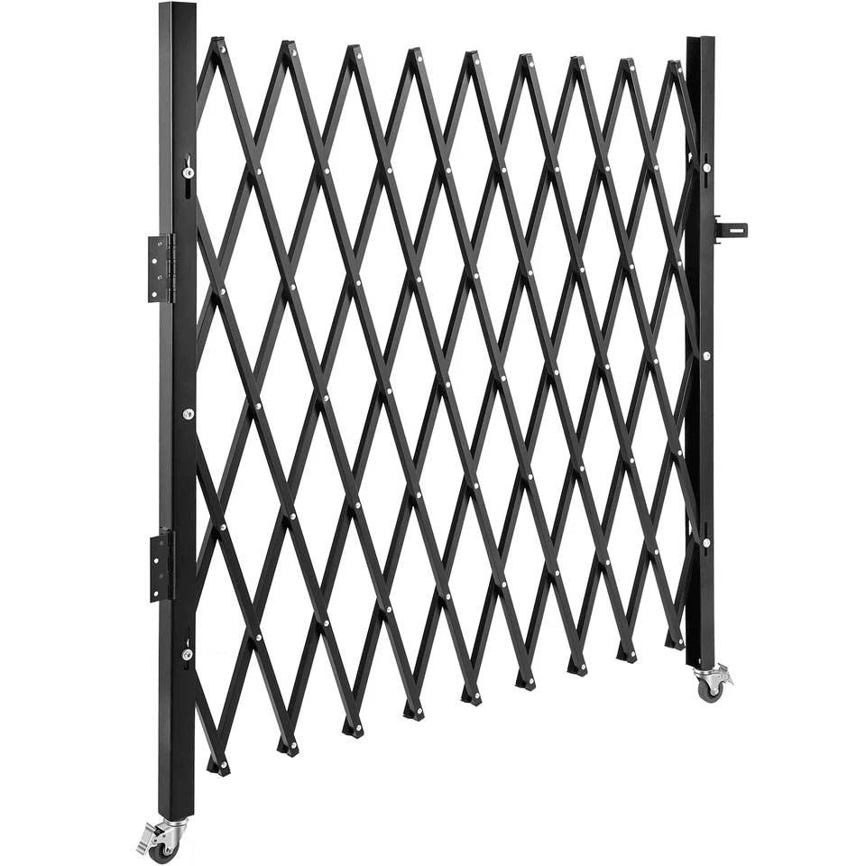 Fold Gate Single Folding Security Gate Retractable HeavyDuty Folding Door Gate With Lock  Casters F 9