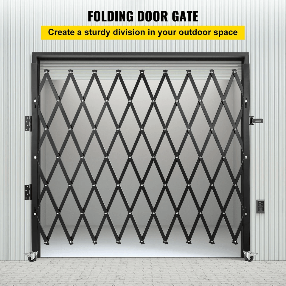Fold Gate Single Folding Security Gate Retractable HeavyDuty Folding Door Gate With Lock  Casters F 7