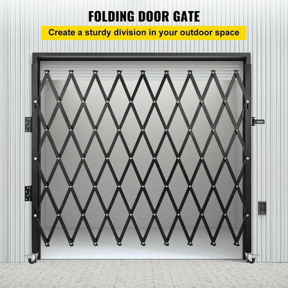 Fold Gate Single Folding Security Gate Retractable HeavyDuty Folding Door Gate With Lock  Casters F 7