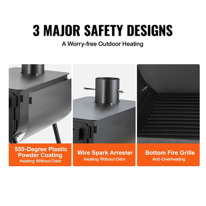 Portable Wood Stove Camping Hot Tent BBQ Stove With Chimney Pipes For Outdoor Cooking  Heating 4