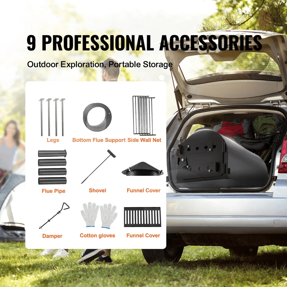 Portable Wood Stove Camping Hot Tent BBQ Stove With Chimney Pipes For Outdoor Cooking  Heating 3