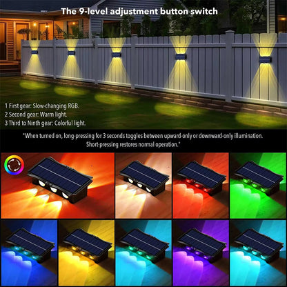 Waterproof Solar Wall Lamp Outdoor LED Light for Garden Decoration Balcony Porch and Fence