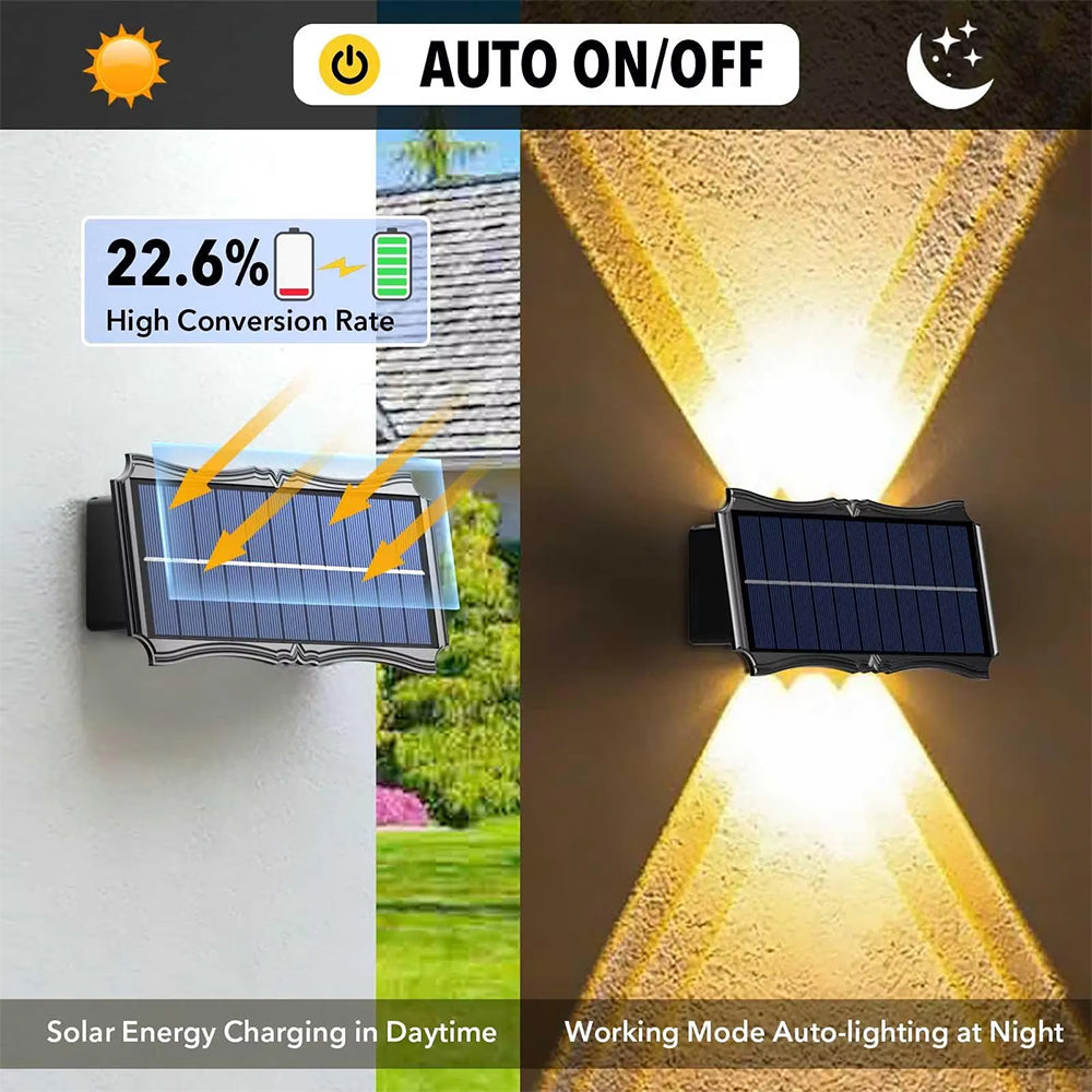 Waterproof Solar Wall Lamp Outdoor LED Light for Garden Decoration Balcony Porch and Fence