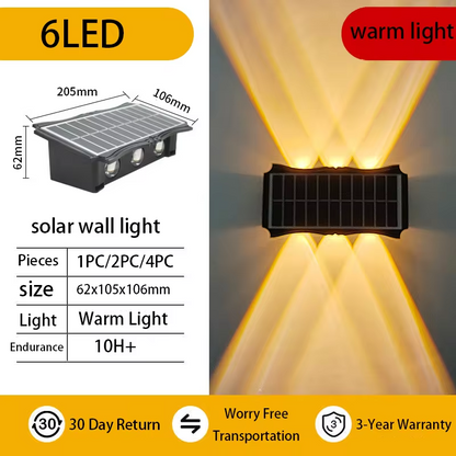 Waterproof Solar Wall Lamp Outdoor LED Light for Garden Decoration Balcony Porch and Fence