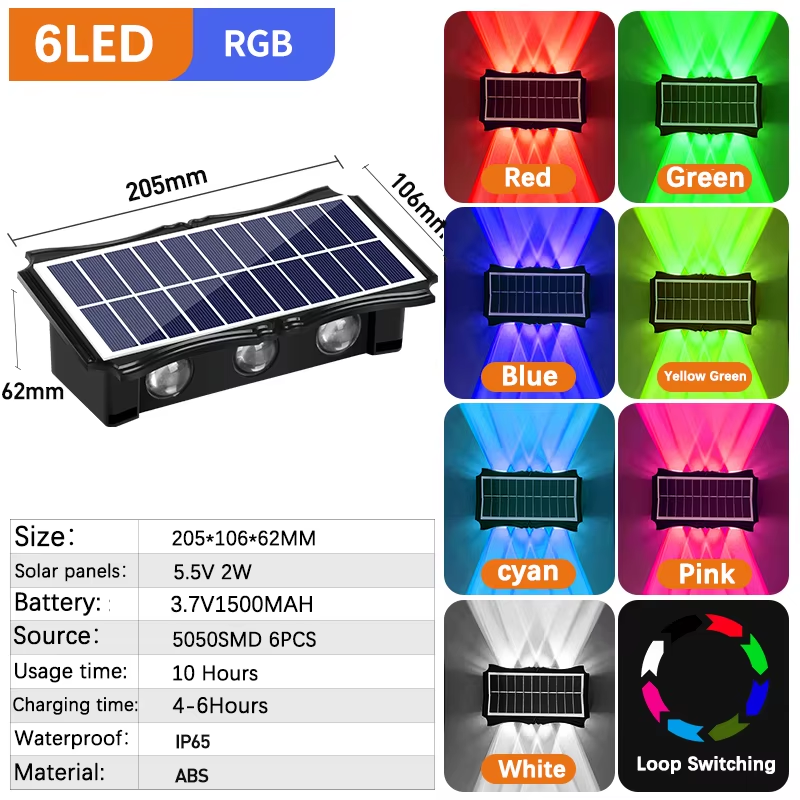 Waterproof Solar Wall Lamp Outdoor LED Light for Garden Decoration Balcony Porch and Fence