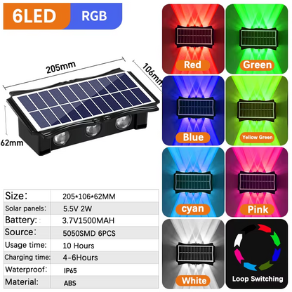 Waterproof Solar Wall Lamp Outdoor LED Light for Garden Decoration Balcony Porch and Fence
