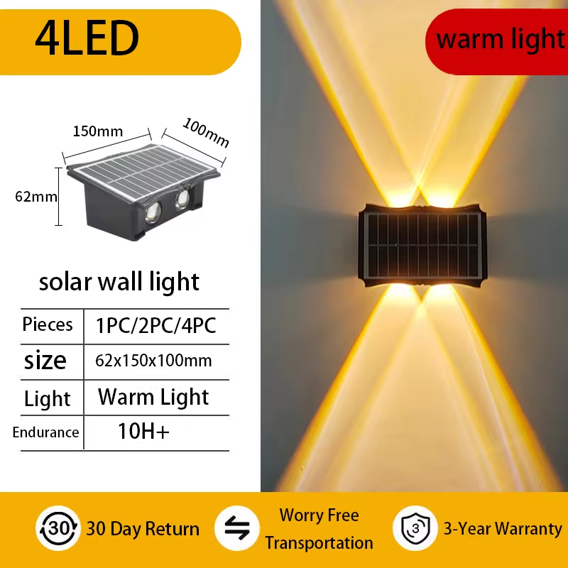 Waterproof Solar Wall Lamp Outdoor LED Light for Garden Decoration Balcony Porch and Fence