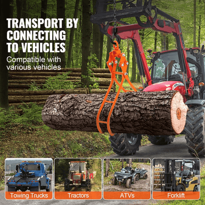 HeavyDuty Timber Claw Hook Log Grapple For Logging Capacity Rotating Ring Ideal For Tractors  ATVs 2