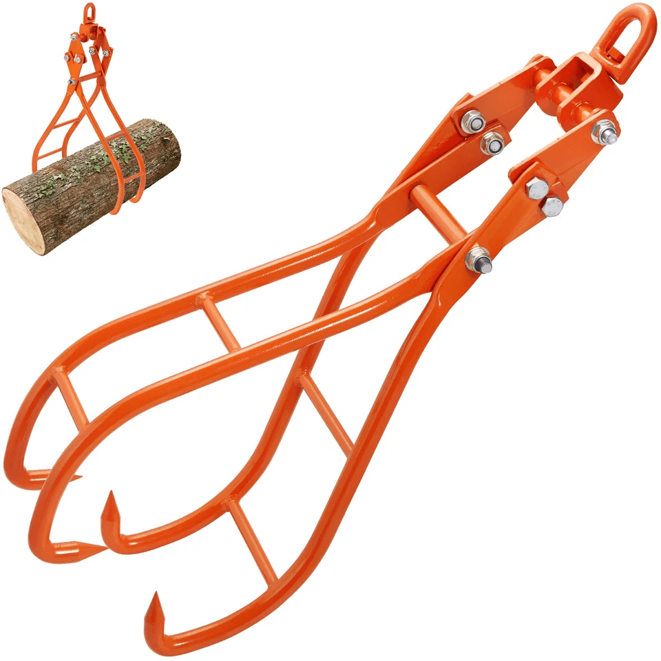 Heavy-Duty Timber Claw Hook Log Grapple for Logging, Capacity, Rotating Ring, Ideal for Tractors & ATVs