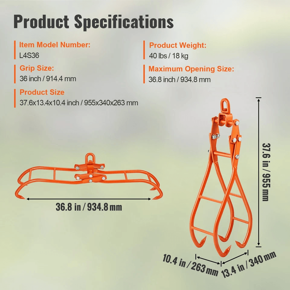HeavyDuty Timber Claw Hook Log Grapple For Logging Capacity Rotating Ring Ideal For Tractors  ATVs 11