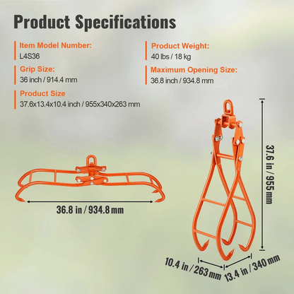 HeavyDuty Timber Claw Hook Log Grapple For Logging Capacity Rotating Ring Ideal For Tractors  ATVs 11