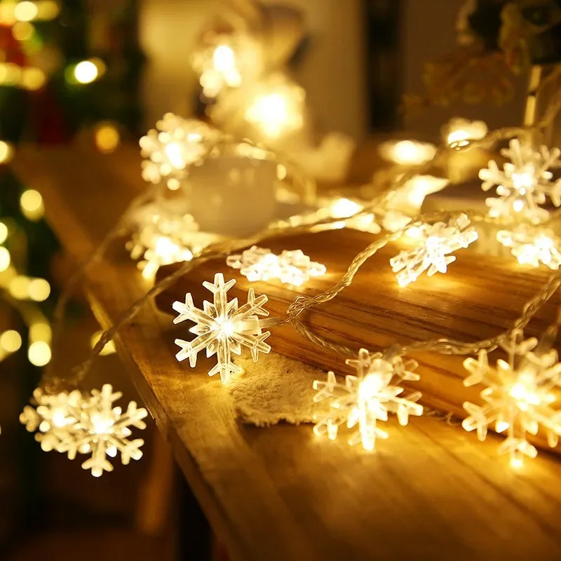 Snowflake Fairy Lights Snow LED String Lights USB  Battery Operated for Christmas Bedroom Garden