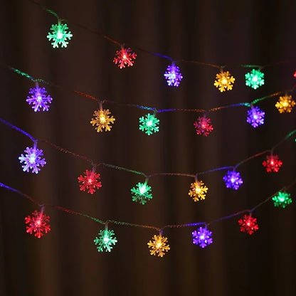Snowflake Fairy Lights Snow LED String Lights USB  Battery Operated for Christmas Bedroom Garden