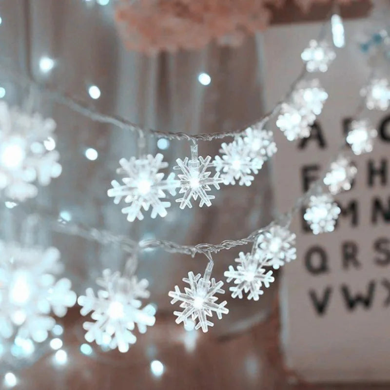 Snowflake Fairy Lights Snow LED String Lights USB  Battery Operated for Christmas Bedroom Garden