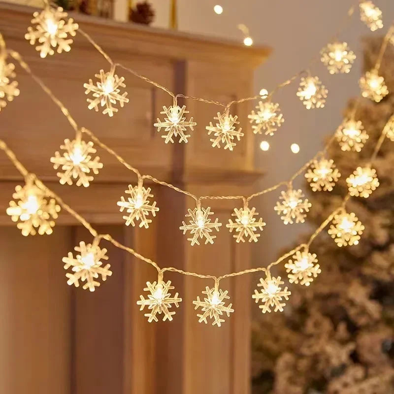 Snowflake Fairy Lights Snow LED String Lights USB  Battery Operated for Christmas Bedroom Garden