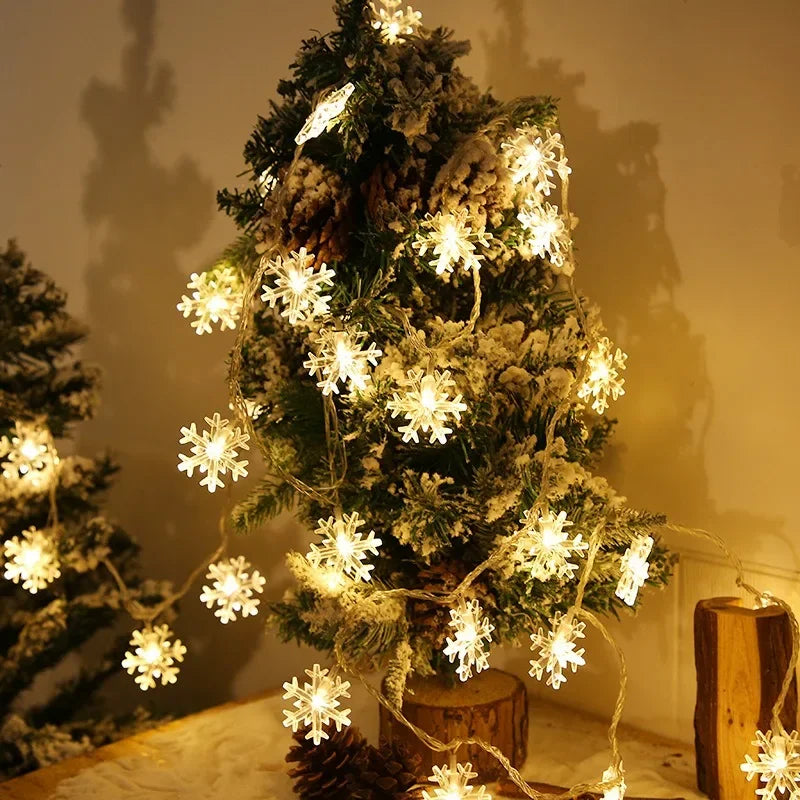 Snowflake Fairy Lights Snow LED String Lights USB  Battery Operated for Christmas Bedroom Garden