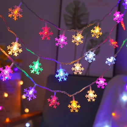 Snowflake Fairy Lights Snow LED String Lights USB  Battery Operated for Christmas Bedroom Garden
