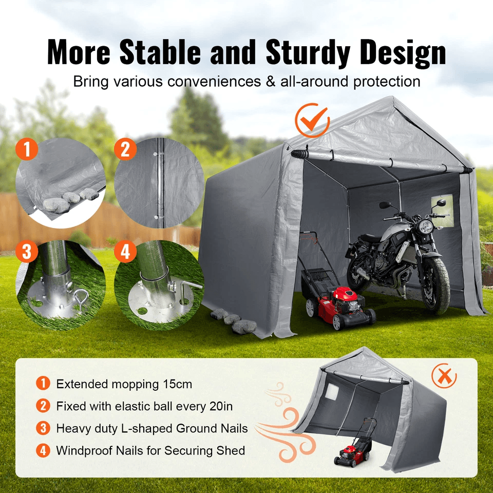 HeavyDuty Portable Storage Shelter Garage Shed Tent Outdoor Zipper Carport For Vehicles Tools  Equi 3
