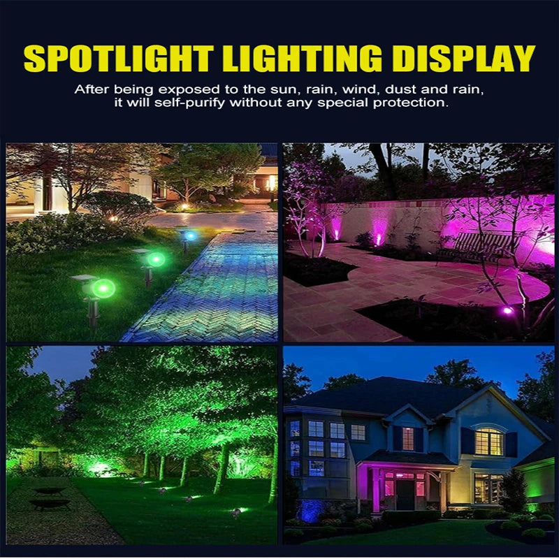 Adjustable LED Solar Spotlight IP65 Waterproof Outdoor Wall  Ground Landscape Lighting