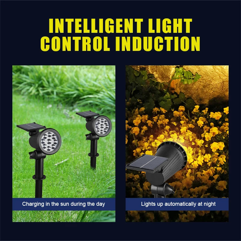 Adjustable LED Solar Spotlight IP65 Waterproof Outdoor Wall  Ground Landscape Lighting