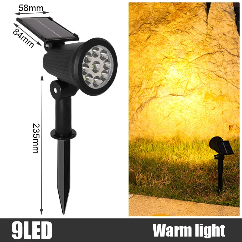 Adjustable LED Solar Spotlight IP65 Waterproof Outdoor Wall  Ground Landscape Lighting
