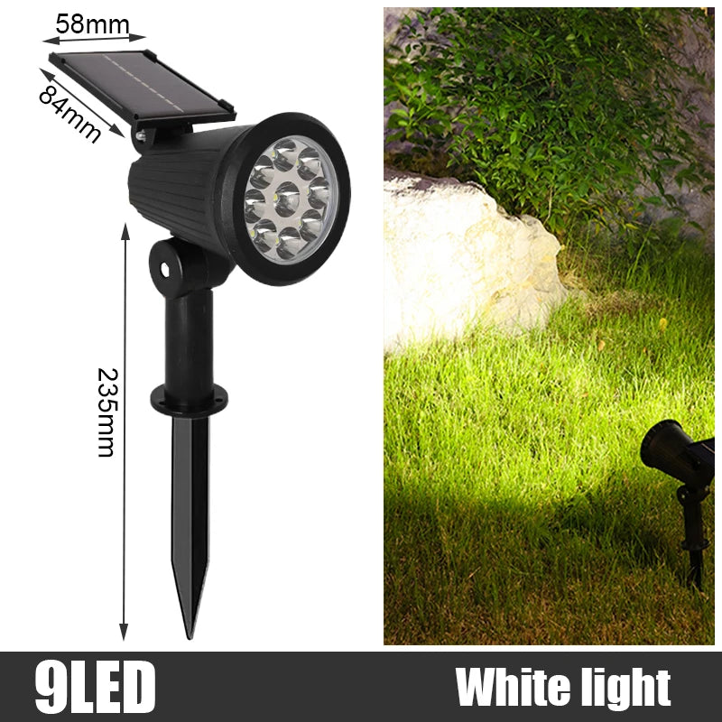 Adjustable LED Solar Spotlight IP65 Waterproof Outdoor Wall  Ground Landscape Lighting