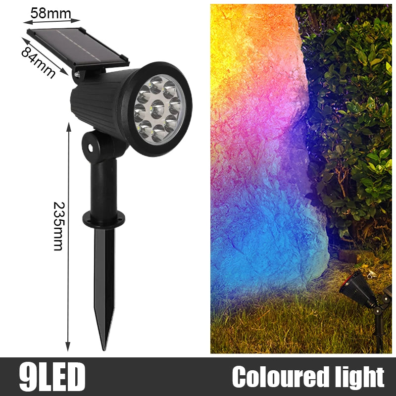 Adjustable LED Solar Spotlight IP65 Waterproof Outdoor Wall  Ground Landscape Lighting