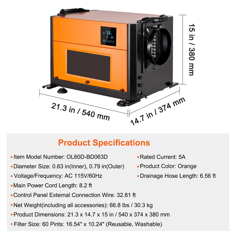 High Capacity Commercial Dehumidifier With Builtin Pump  Drain Hose For Crawl Spaces And Basements 6