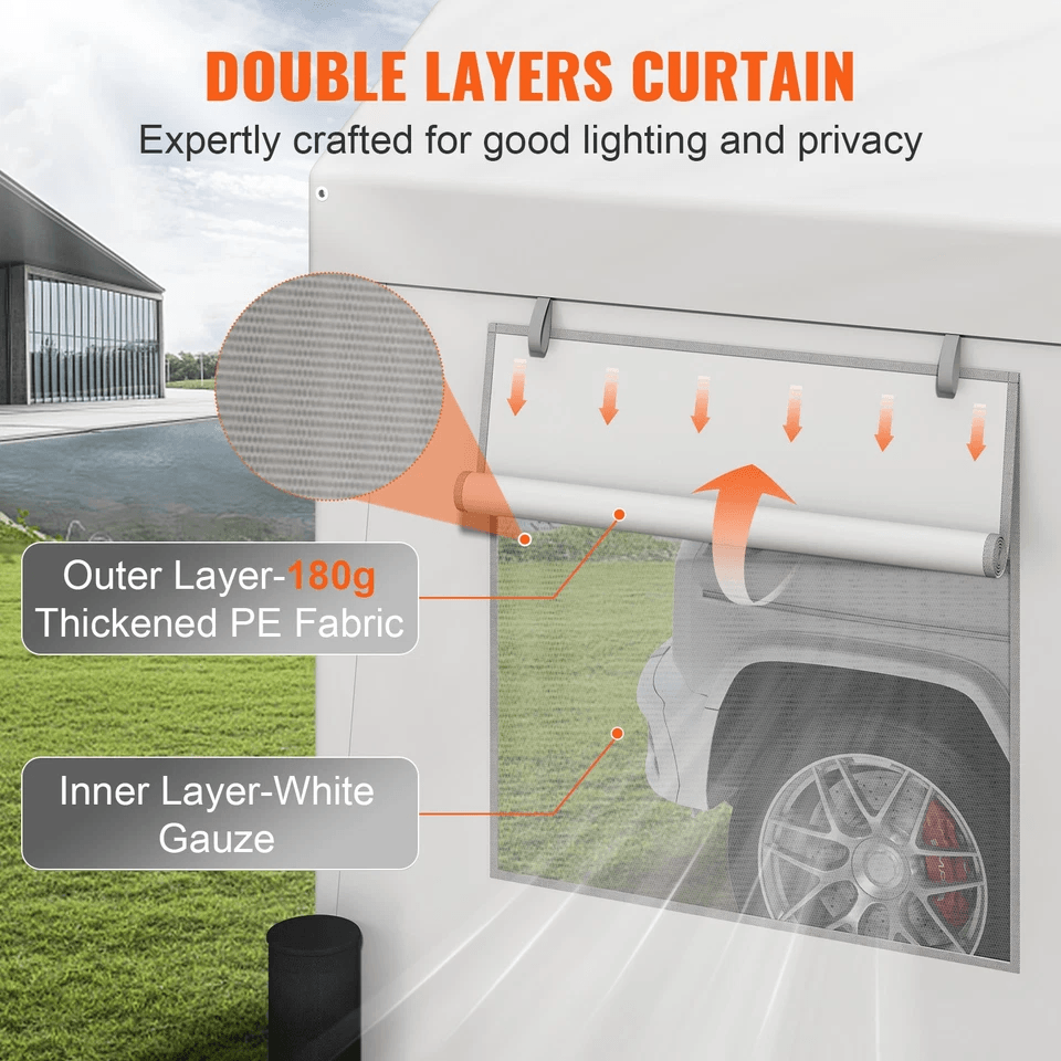 10x20Ft Heavy Duty Carport Canopy With 8 Legs Sidewalls Windows Portable Garage Tent For Cars Boats 6